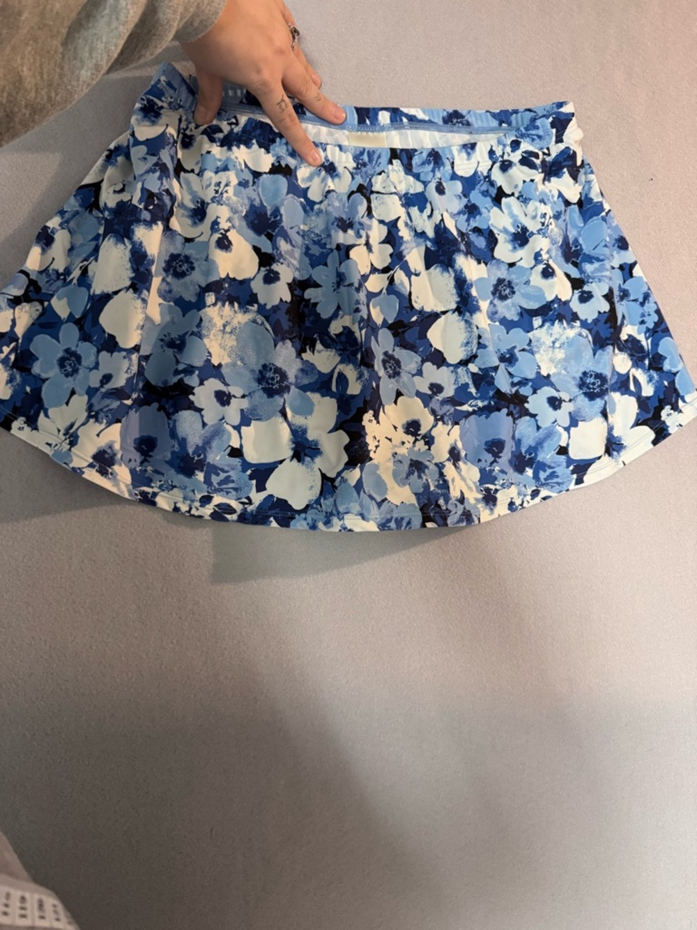 Blair White and Blue Floral Mini Skirt